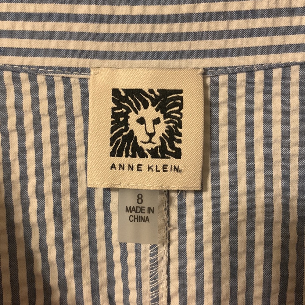 And Klein seersucker, blue and white striped dress. Worn twice. - Picture 2 of 3